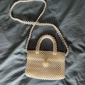 Elegant Cream Pearl Beaded Handbag